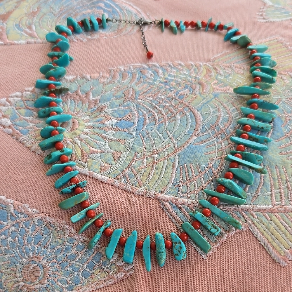 Orange and Blue Necklace with Organic Design
